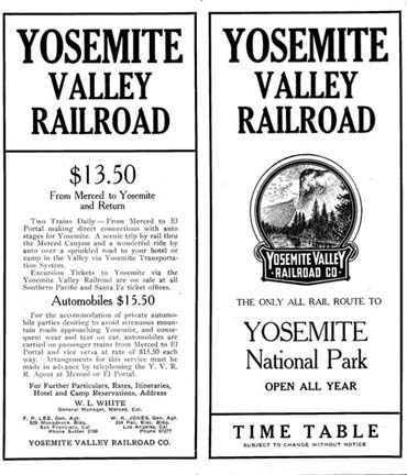 1921 YVRR Public Time Table and Brochure, First of W.L.White